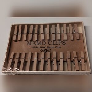 Mini Wood Memo Clips Set Of 24 - Natural